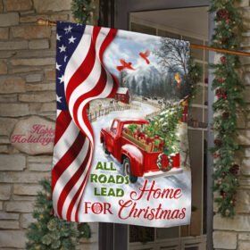 Red Truck American Flag All Roads Lead Home For Christmas DDH2940Fv1