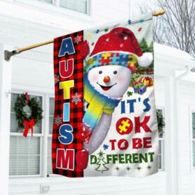 Happy Autism Snowman Flag It's OK To Be Different DDH3047F