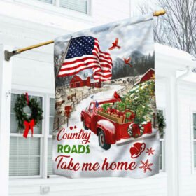 Red Truck American Flag Country Roads Take Me Home DDH2926Fv10