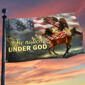 Horse Eagle Cross Grommet Flag  One Nation Under God DDH2769GF