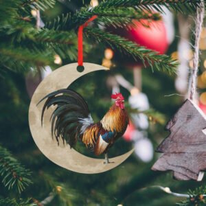 Rooster And Moon Christmas Ornament QNK1005Ov1