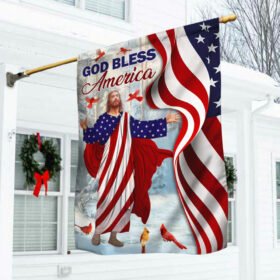 Jesus Winter Forest Flag God Bless America DDH2940Fv4