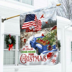 Blue Truck American Flag All Hearts Come Home For Christmas DDH2926Fv9