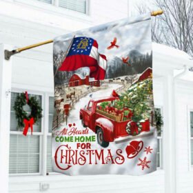 Red Truck Georgia Flag All Hearts Come Home For Christmas DDH2926Fv7
