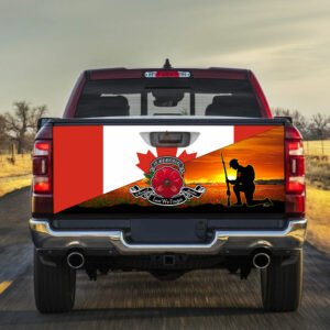 Remembrance Day Lest We Forget Canadian Truck Tailgate Decal Sticker Wrap TRL1374TD