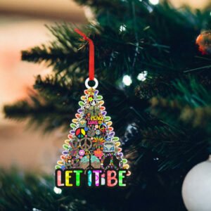 Hippie Christmas Tree Custom - Shaped Ornament Let It Be TTV379Ov1