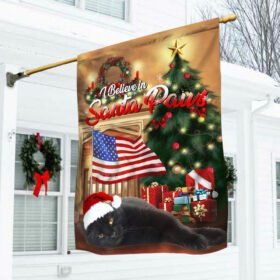 Black Cat Flag Santa Paws Merry Christmas ANL0297F