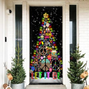 Hippie Christmas Tree Door Cover Let It Be TTV379D