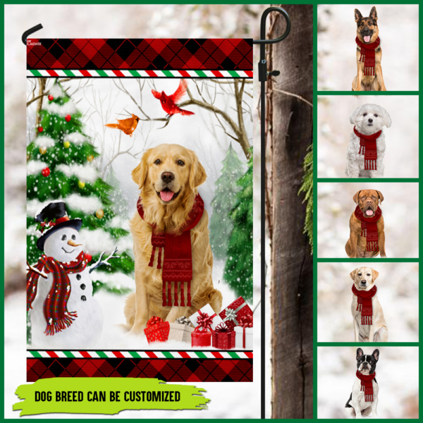 Personalized Merry Christmas Cardinal Dog Flag TRN1527FCT