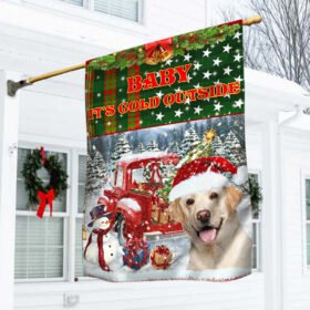Labrador Retriever Christmas Flag Baby It's Cold Outside ANT294Fv2