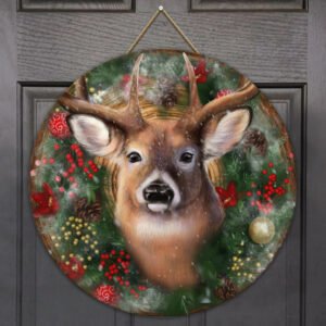 Deer Merry Christmas Wooden Sign PN503WSv1