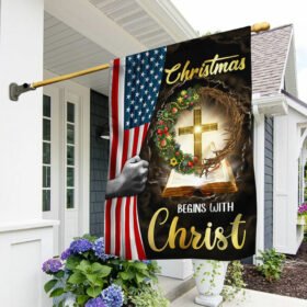 Jesus Christmas Flag Christmas Begins With Christ LHA1927F