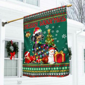 Dachshund Christmas Flag Merry Woofmas LHA1867F