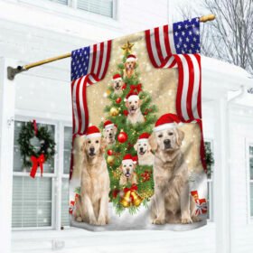 Labrador Dogs Flag. Hiding In The Christmas Tree MBH228Fv3