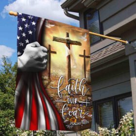 Christian Cross Flag Faith Over Fear American Flag THH3527F