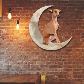 Italian Greyhound Dog And Moon Hanging Metal Sign QNK879MSv56