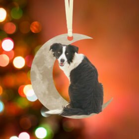 Border Collie Christmas Ornament, Dog On The Moon Ornament QNK879Ov11