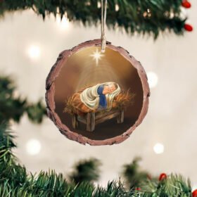 Christ the Savior is Born Christmas Wood Slice Ornament QNN650O