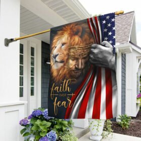Jesus Flag Faith Over Fear God Jesus Lion Flag TRL1579F