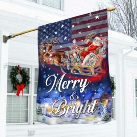 Christmas American Flag Santa's Sleigh Ride Merry & Bright DBD2987F