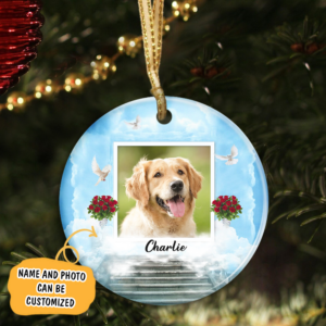 Custom Dog Photo Ornament Personalized Heaven Pet Ceramic Ornament TRV1538OCT