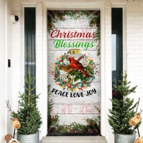 Christmas Cardinal Door Cover Christmas Blessings Love, Peace, Joy TTV387D