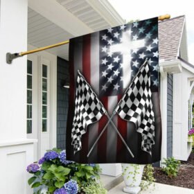 Christian Cross & Racing American Flag DDH3018F