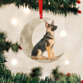 German Shepherd Christmas Ornament, Dog On The Moon Ornament QNK879Ov7