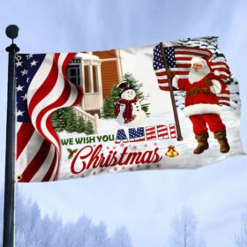 Santa Claus US Grommet Flag We Wish You Ameri Christmas DDH2940GF