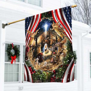 Nativity Of Jesus Christmas American Flag THH3561F