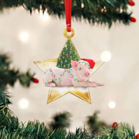 Pig Christmas Custom - Shaped Ornament Star NTB392O
