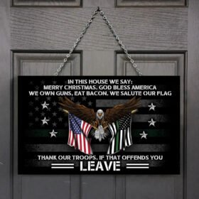 Patriotic Rectangle Wooden Sign In This House We Salute Our Flag DDH2932WD