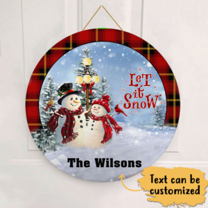 Personalized Christmas Door Sign Let It Snow Family Wooden Sign TRV1460WDCT