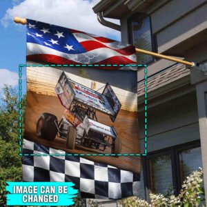 Personalized Dirt Track Racing American Flag THH3639FCT