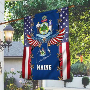 Maine U.S. States Patriot Eagle American Flag THB3622Fv11