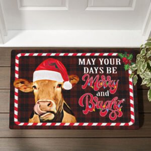 Cattle Doormat Christmas May Your Day Be Merry And Bright Doormat TRV1635DM