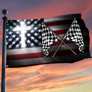Christian Cross & Racing American Grommet Flag DDH3018GF