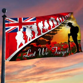 Lest We Forget. Veteran Poppy Australian Grommet Flag  THB3363GFv1