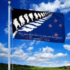 Anzac Day New Zealand Grommet Flag They Gave Their Lives Remember Them LHA1950GF