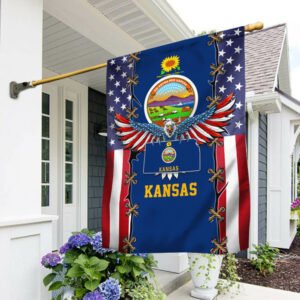 Kansas U.S. States Patriot Eagle American Flag THB3622Fv2