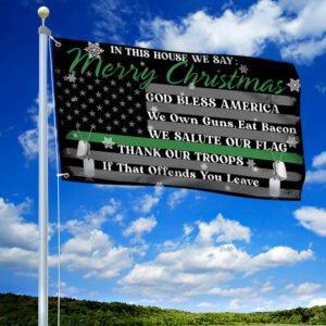In This House We Say Merry Christmas God Bless America Eagle Grommet Flag THB3560GF