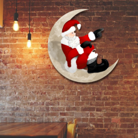 Santa Claus On The Moon Hanging Metal Sign QNK1005MSv10