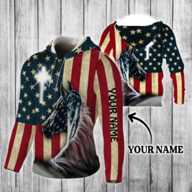 Personalized Patriot Horse American Custom Name Zip Hoodie LHA1965ZHCT