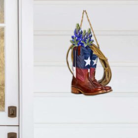 Texas Custom Wooden Sign Flower Boots NNT160WD