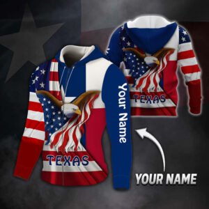 Personalized American Eagle Texas Zip Hoodie MLH1774ZHv17CT