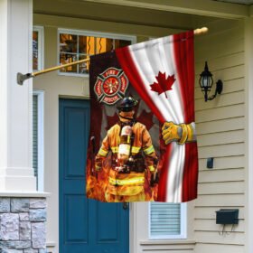 Firefighter Flag Proud Firefighter Canadian Flag QTR56F