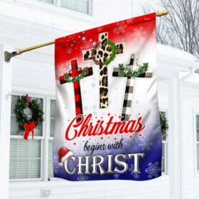 Christian Cross American Flag Christmas Begins With Christ DBD3053F