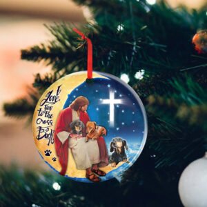 Dachshund Dogs Circle Ceramic Ornament I Love You To The Cross And Back MLH2058O