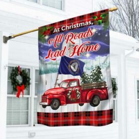 Kentucky Red Truck Flag At Christmas, All Roads Lead Home DBD3067Fv2