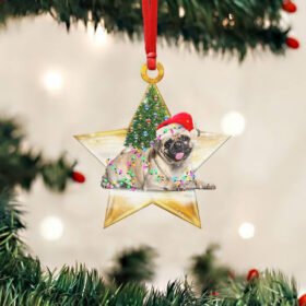 Pug Dog  Christmas Custom - Shaped Ornament Star NTB392Ov1
